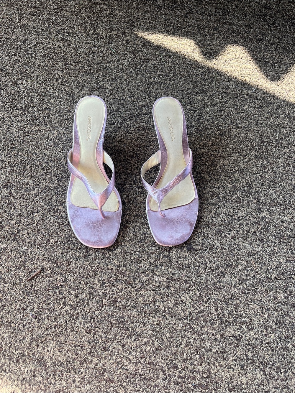 Metallic Lilac Thong Sandal Heels - Women